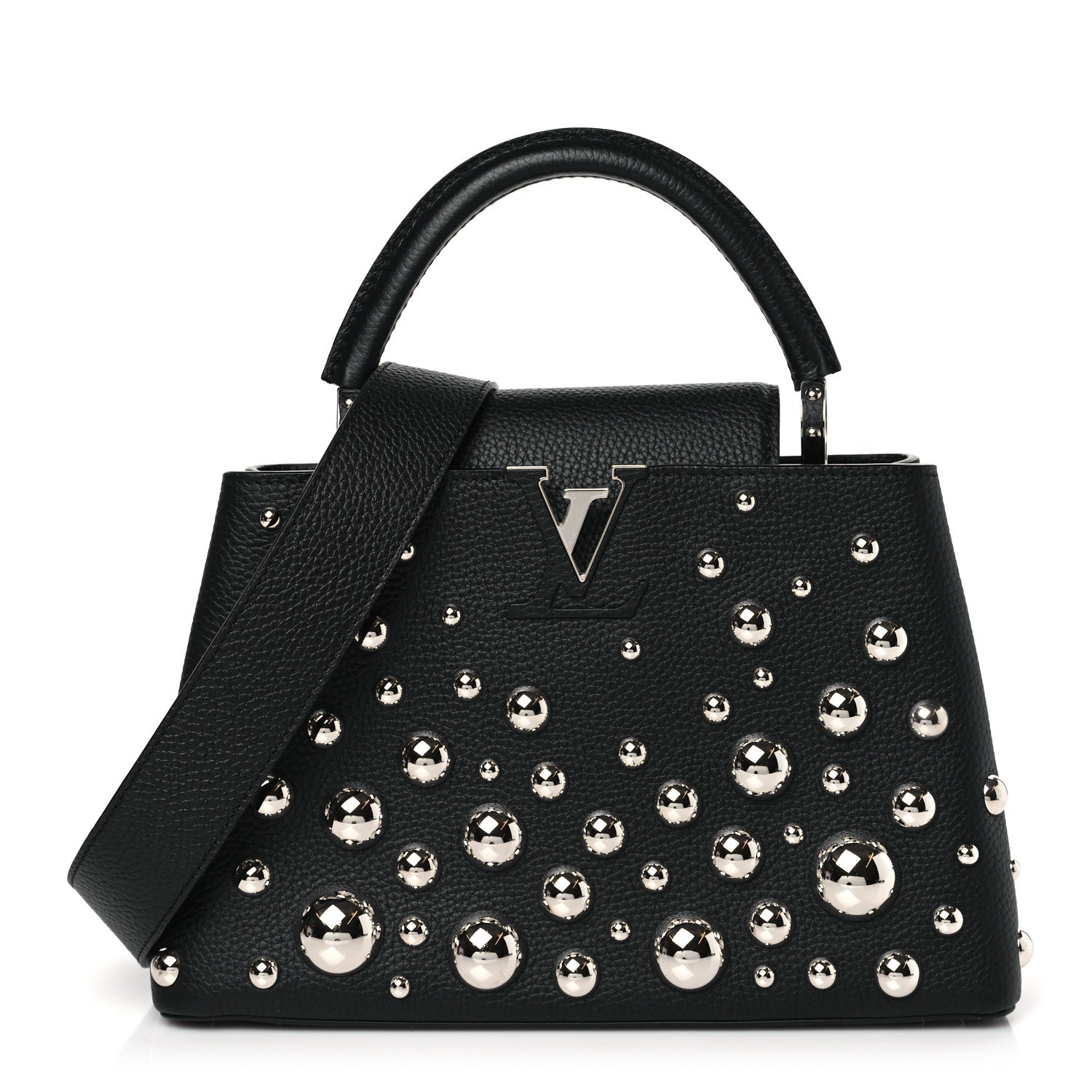Louis Vuitton LV X YK Taurillon Brass Metal Dots Capucine MM Black 1 of 8