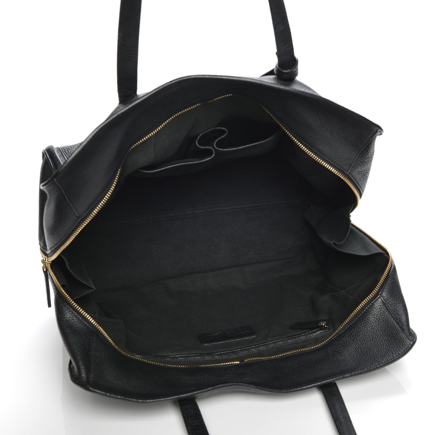 Pebbled Calfskin Large Skull Padlock Zip Around Tote Black