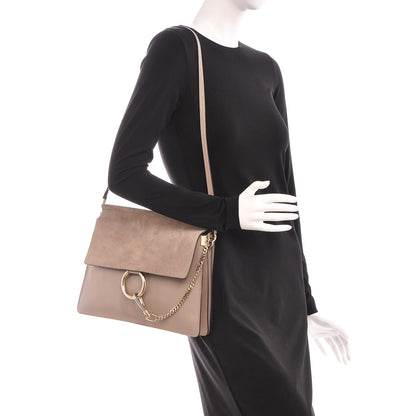Chloe Calfskin Suede Medium Faye Shoulder Bag Motty Grey 2 of 7