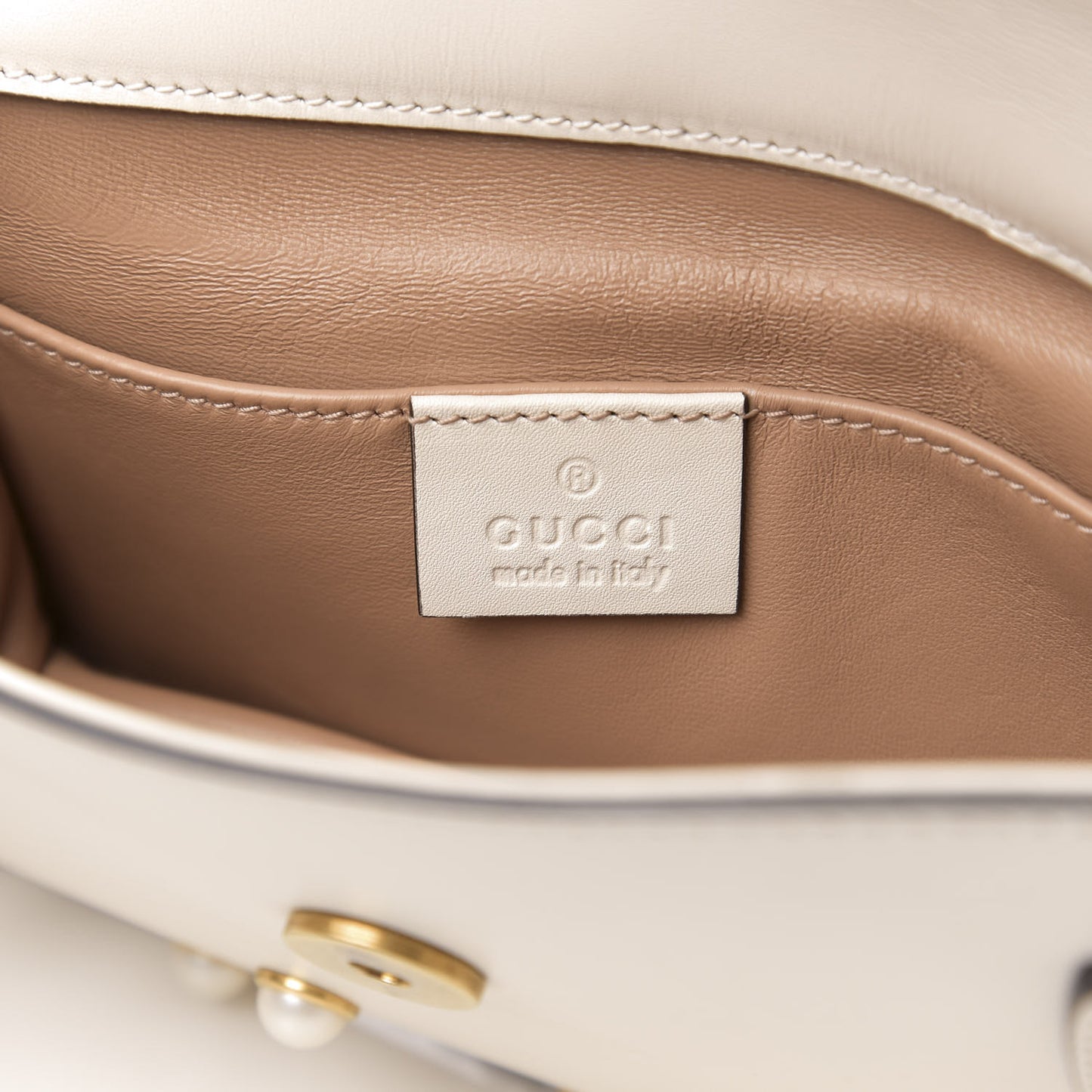 Nappa Pearl Studded Mini Queen Margaret Broadway Shoulder Bag Mystic White
