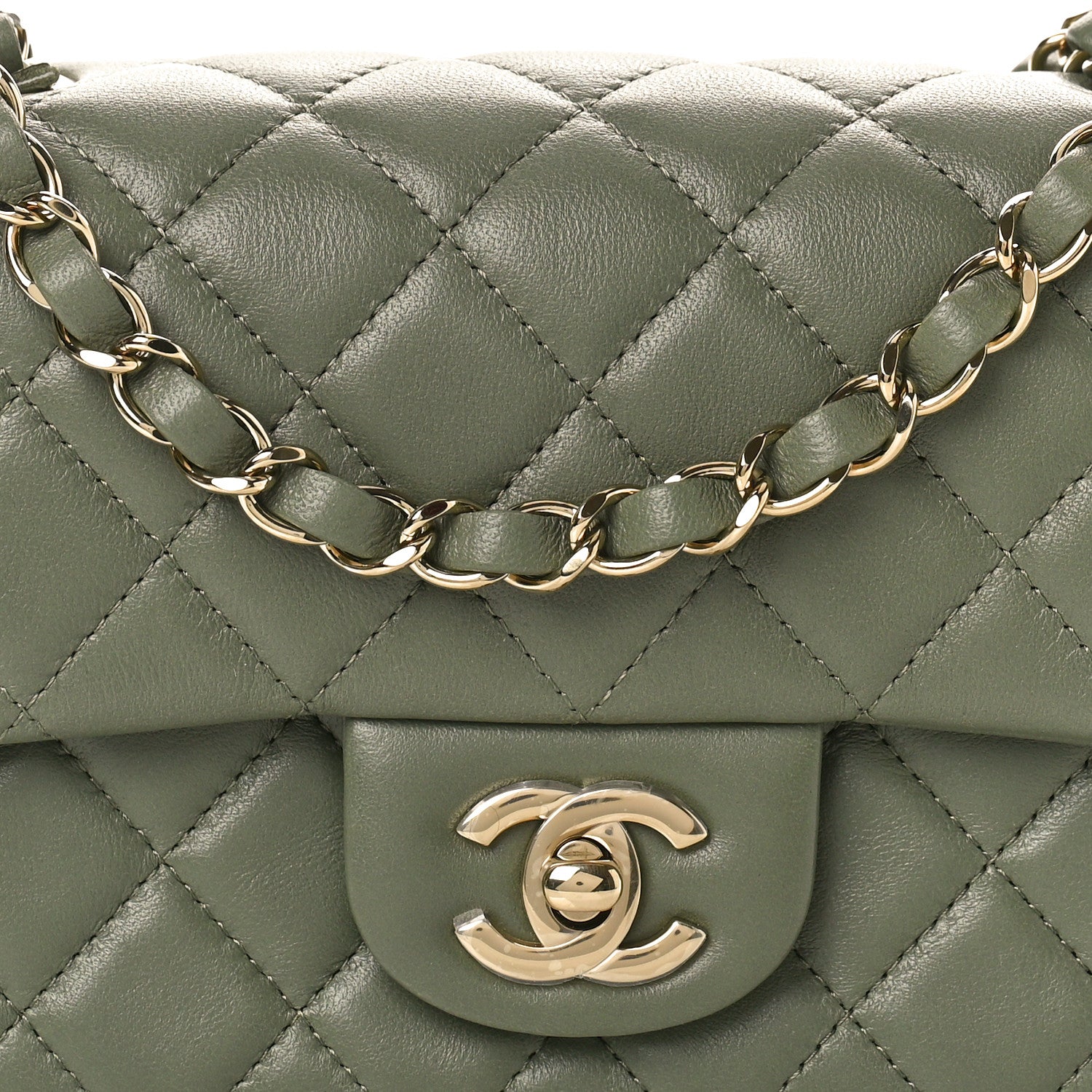 Chanel Lambskin Quilted Mini Rectangular Flap Green 8 of 11
