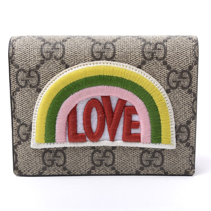 Gucci Soft GG Supreme Monogram Rainbow Embroidered Card Case Wallet 6 of 9