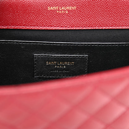 Saint Laurent Grain De Poudre Textured Mixed Matelasse Triquilt Medium Monogram Satchel Oxblood 6 of 13