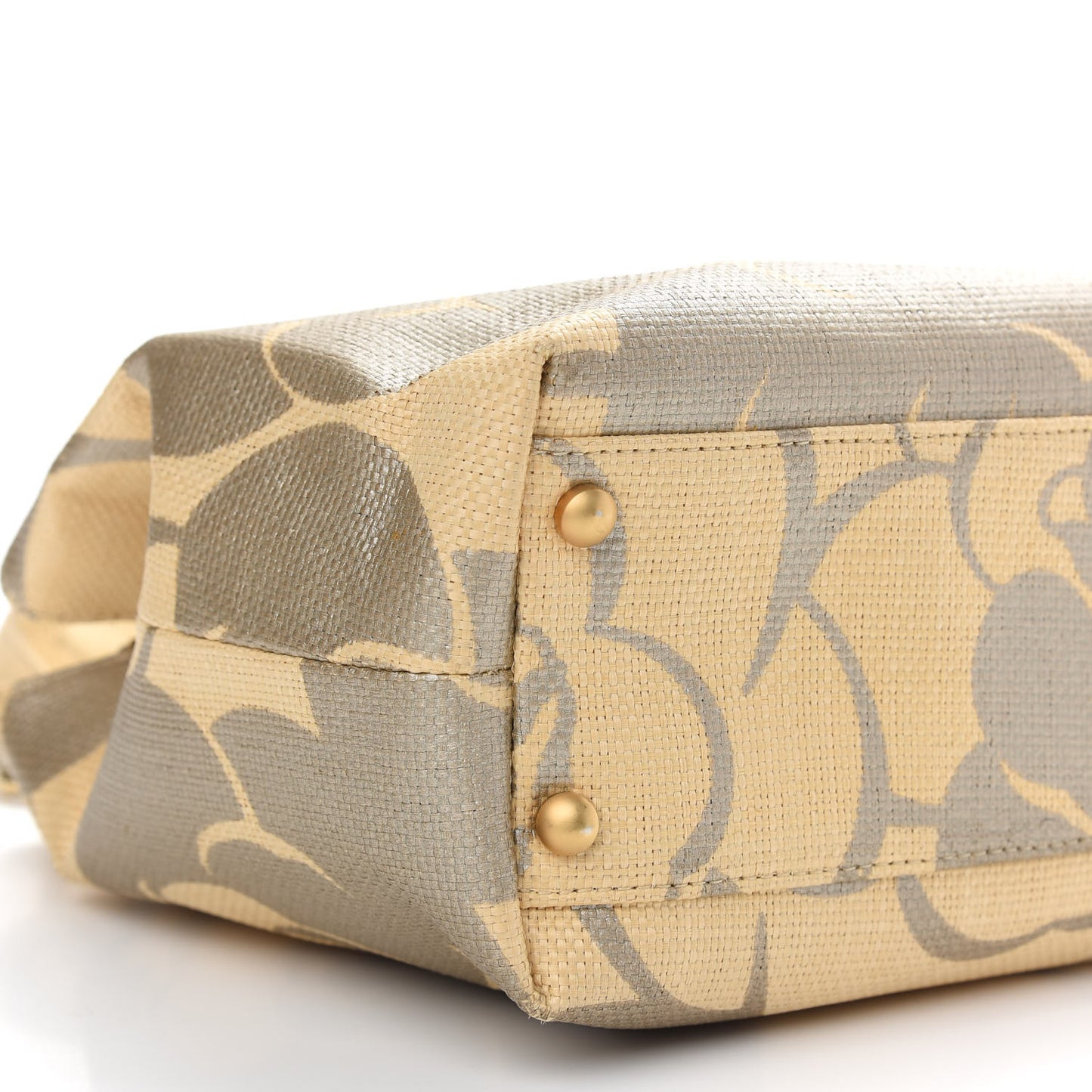 Canvas Camellia Printed Shoulder Bag Beige Grey