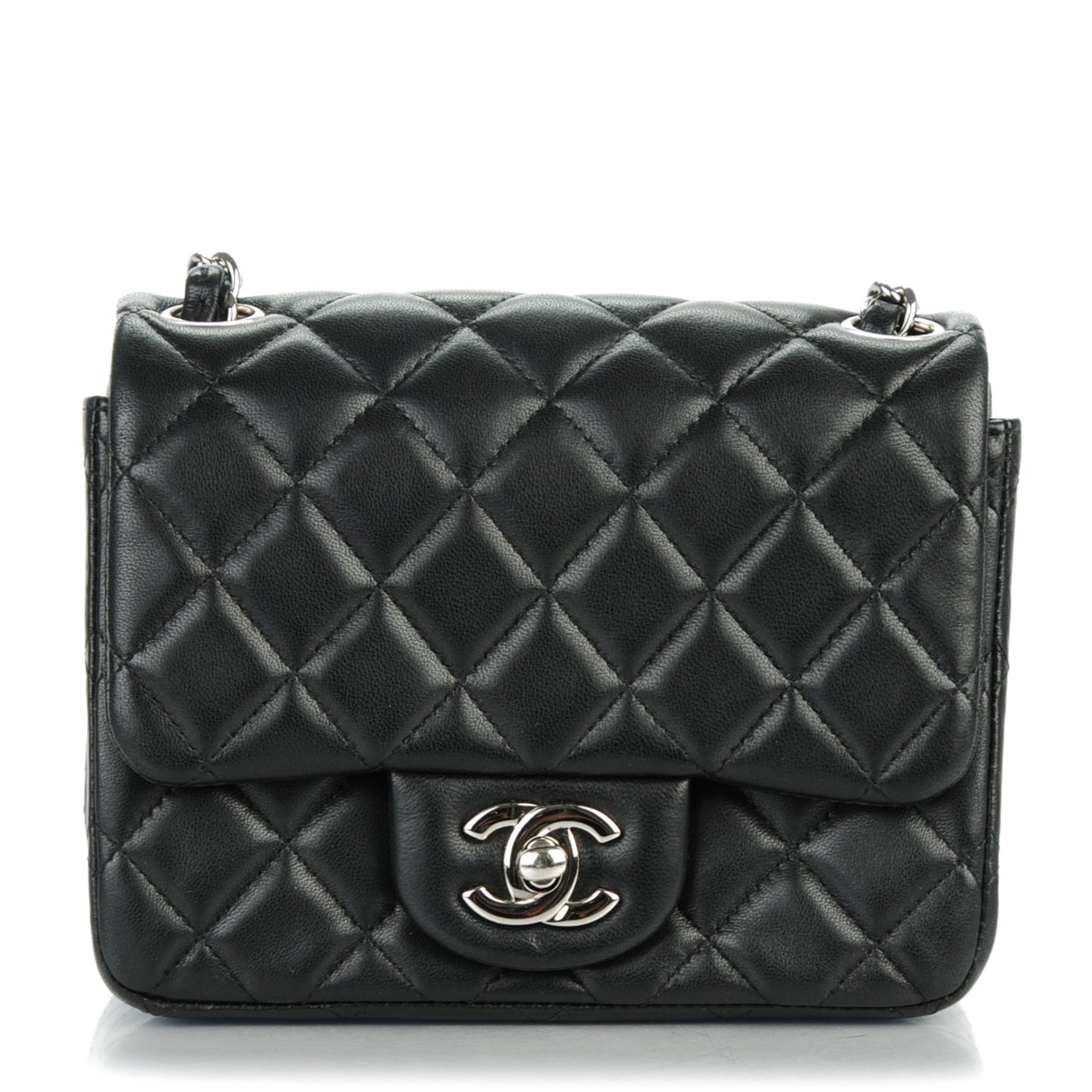 Lambskin Quilted Mini Square Flap Black
