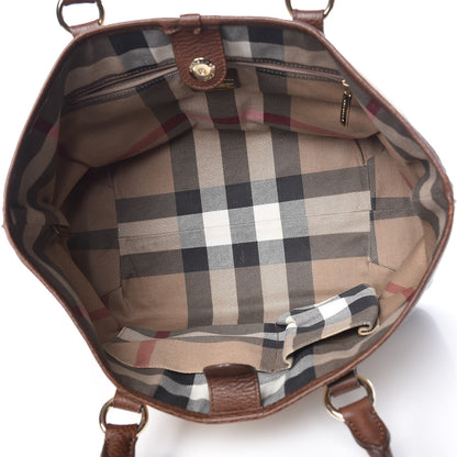 Burberry Canvas Calfskin Logo Tote Brown 7 of 15