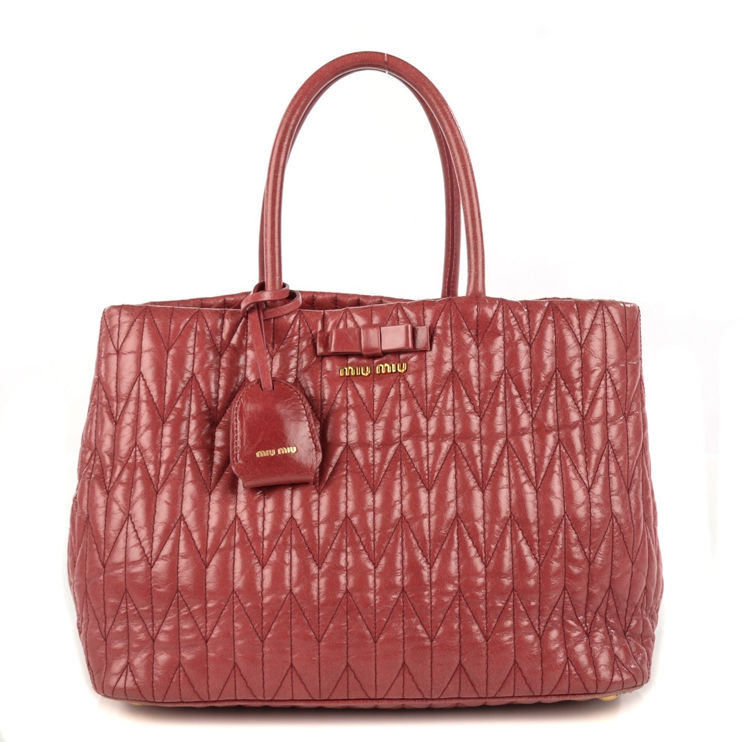 Miu Miu Vitello Shine Matelasse Trapu Tote Bruyere 1 of 9
