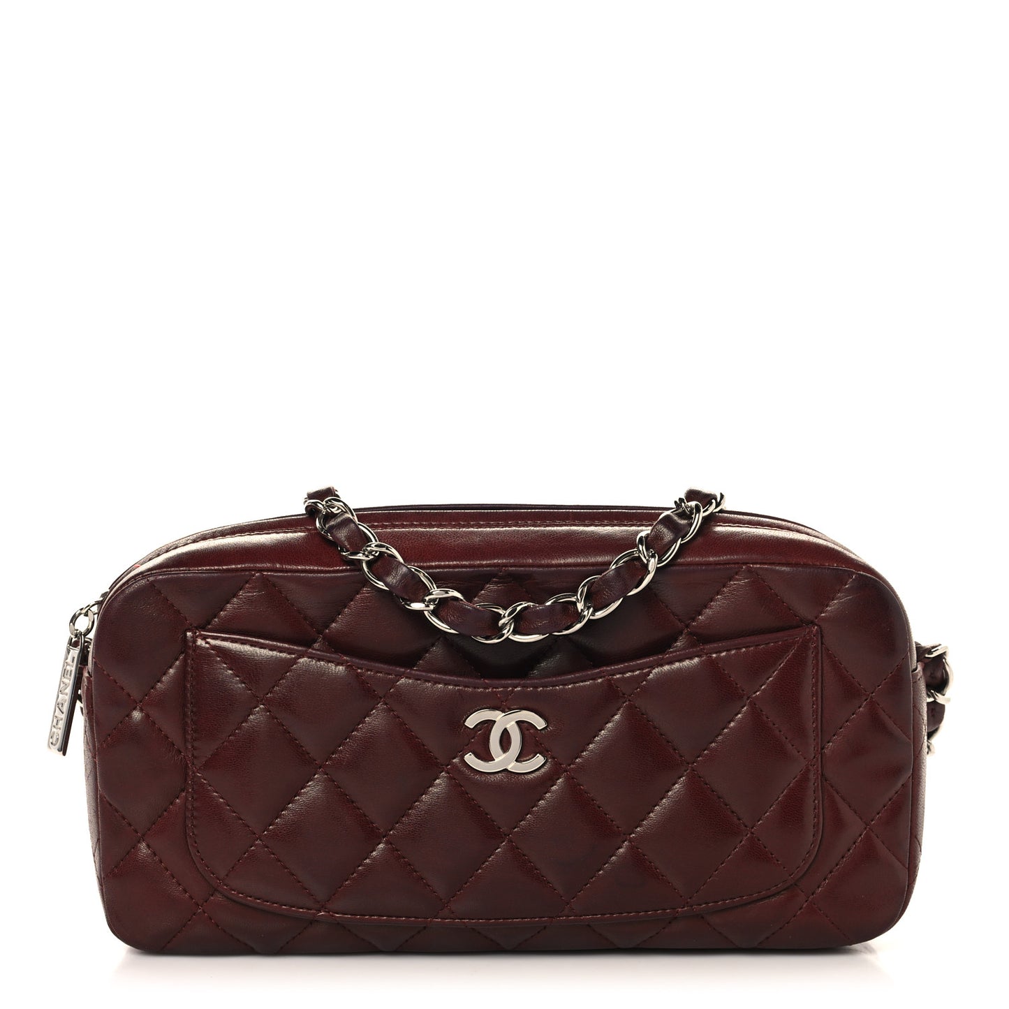 Lambskin Quilted Timeless Camera Case Burgundy