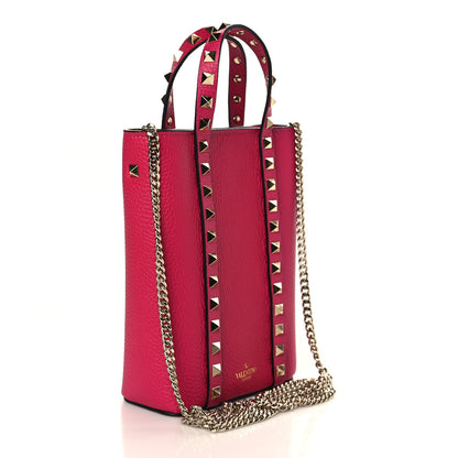 Valentino Garavani Pebbled Calfskin Rockstud North-South Crossbody Bag Rose Violet 2 of 8