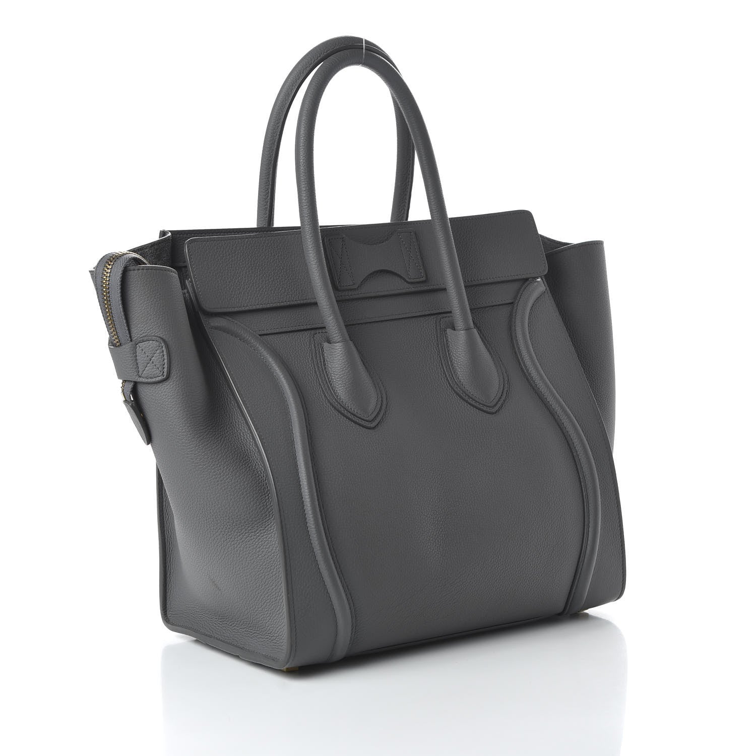 Celine Drummed Calfskin Mini Luggage Kohl 3 of 9