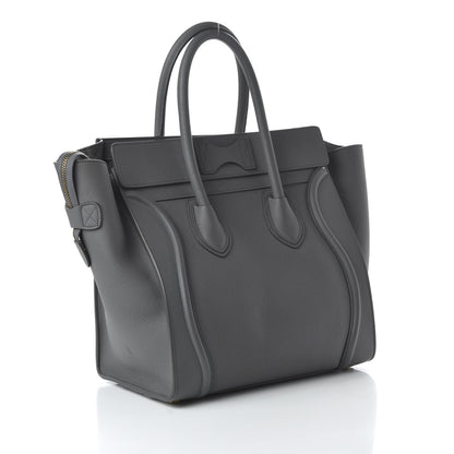 Celine Drummed Calfskin Mini Luggage Kohl 3 of 9