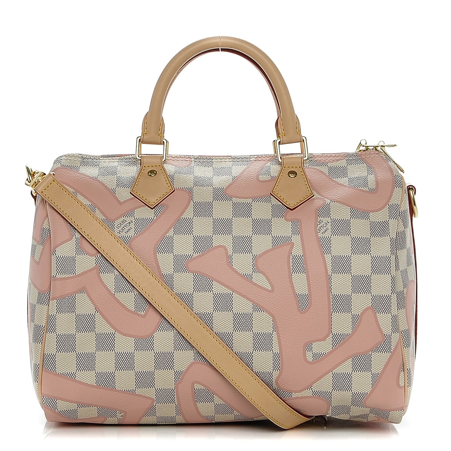 Damier Azur Tahitienne Speedy Bandouliere 30 Rose Ballerine
