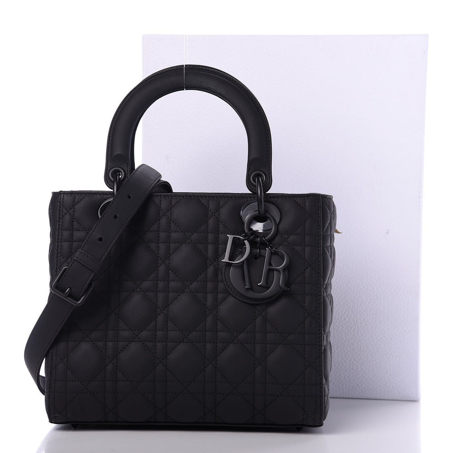 Ultra Matte Calfskin Cannage Medium Lady Dior Black