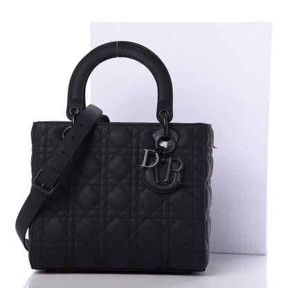 Christian Dior Ultra Matte Calfskin Cannage Medium Lady Dior Black 11 of 11