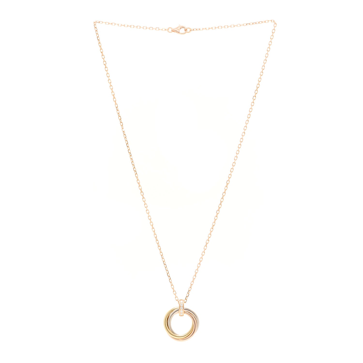 Cartier 18K Pink White Yellow Gold Diamond Trinity Pendant Necklace 3 of 5