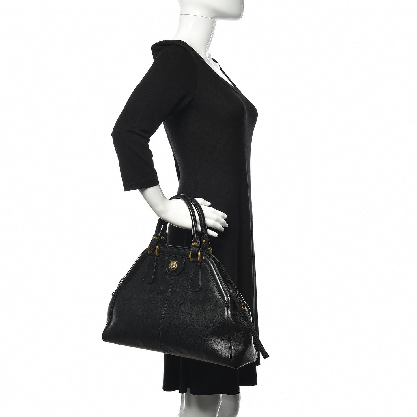 Calfskin Medium Re(Belle) Top Handle Bag Black