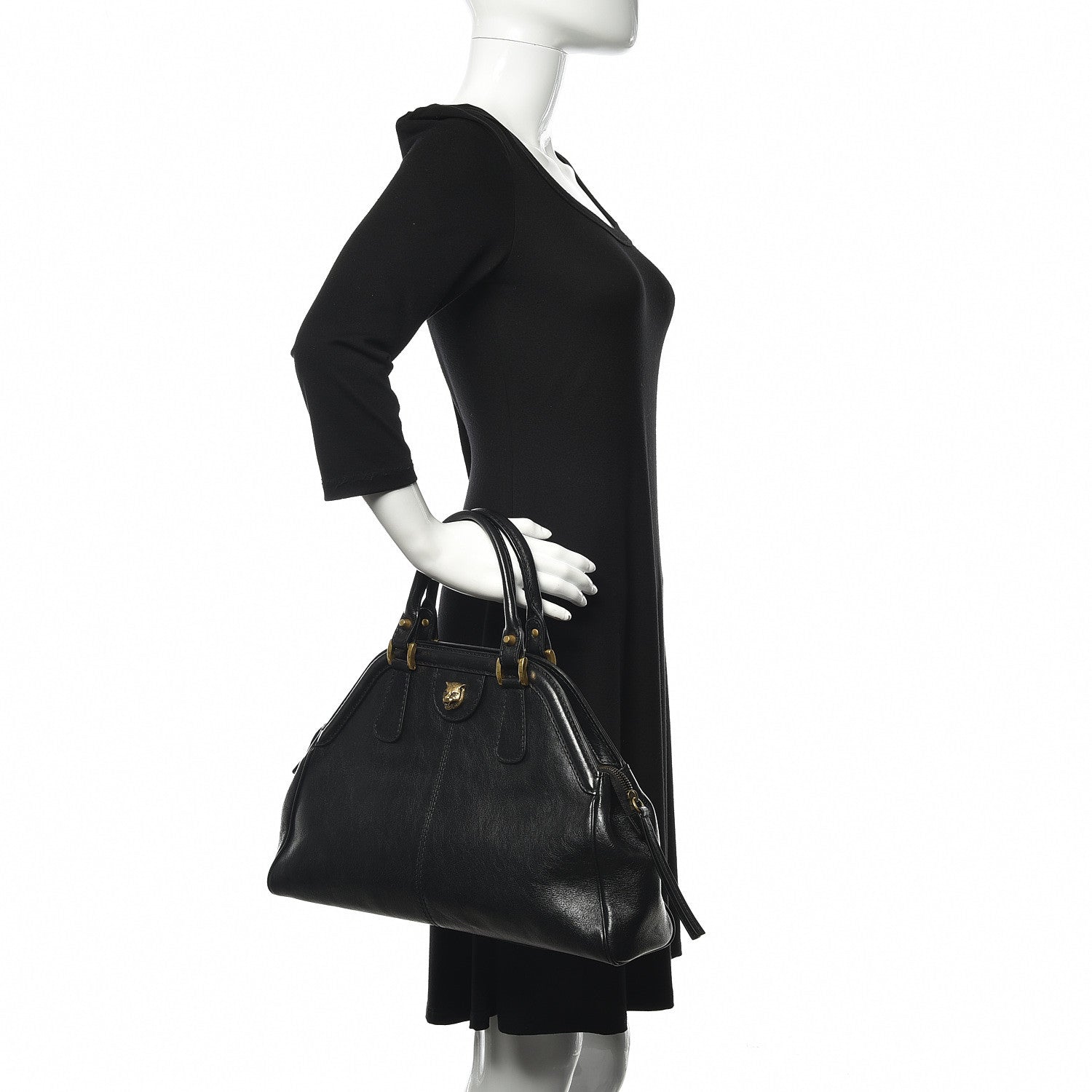 Gucci Calfskin Medium Re(Belle) Top Handle Bag Black 2 of 8