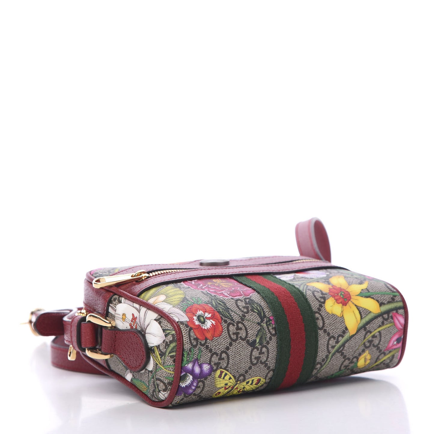 GG Supreme Monogram Flora Web Mini Ophidia Shoulder Bag Red