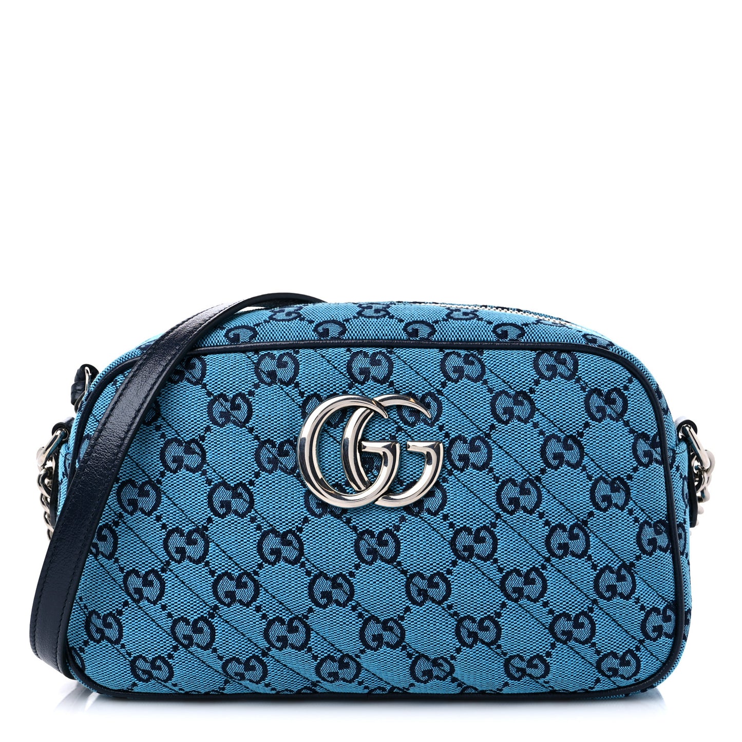 Monogram Multicolor Matelasse Diagonal Small GG Marmont Chain Shoulder Bag Light Blue