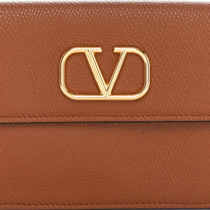 Valentino Garavani Grainy Calfskin Vlogo Wristlet Clutch Tan 5 of 7