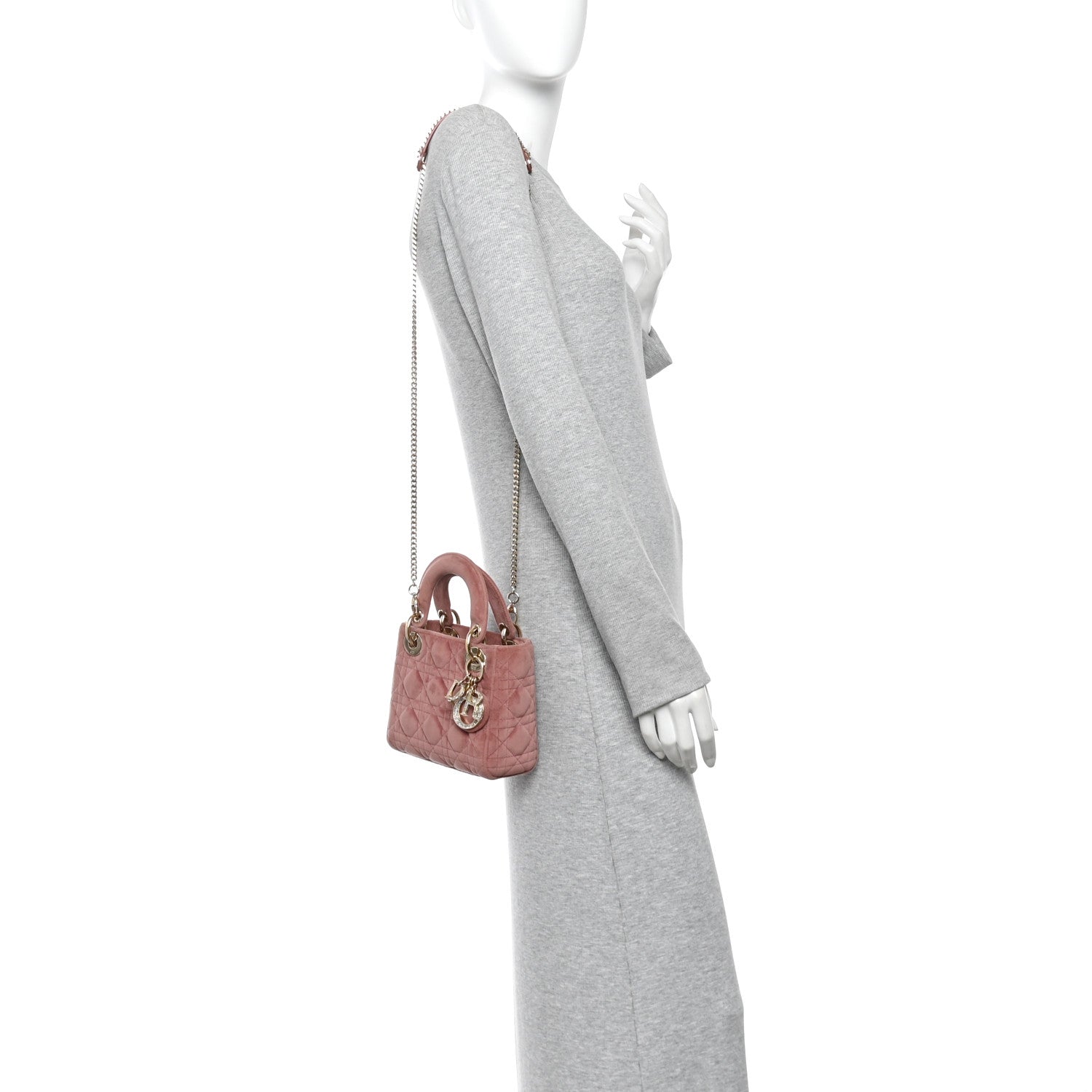 Christian Dior Velvet Mini Lady Dior Pink 2 of 10