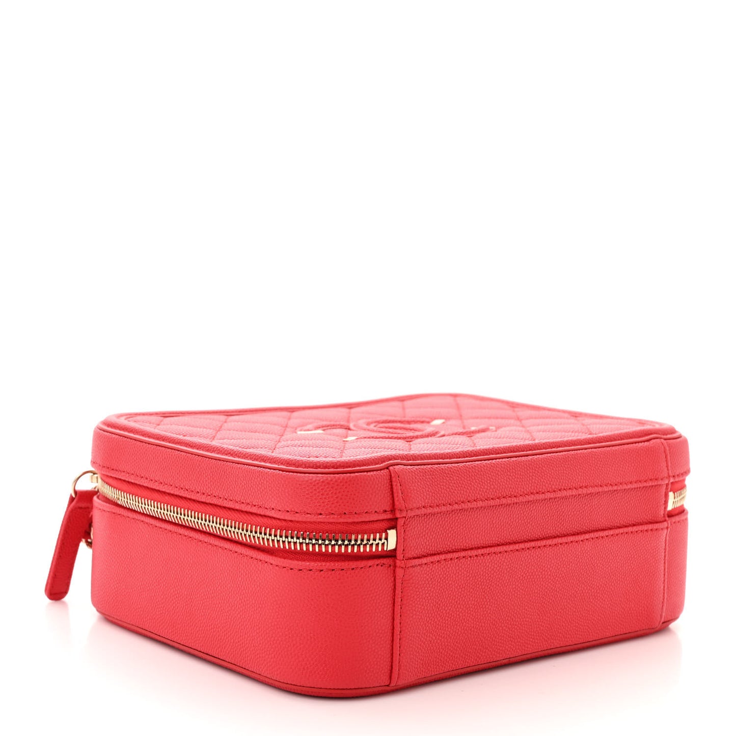 Caviar Quilted Medium CC Filigree Vanity Case Red