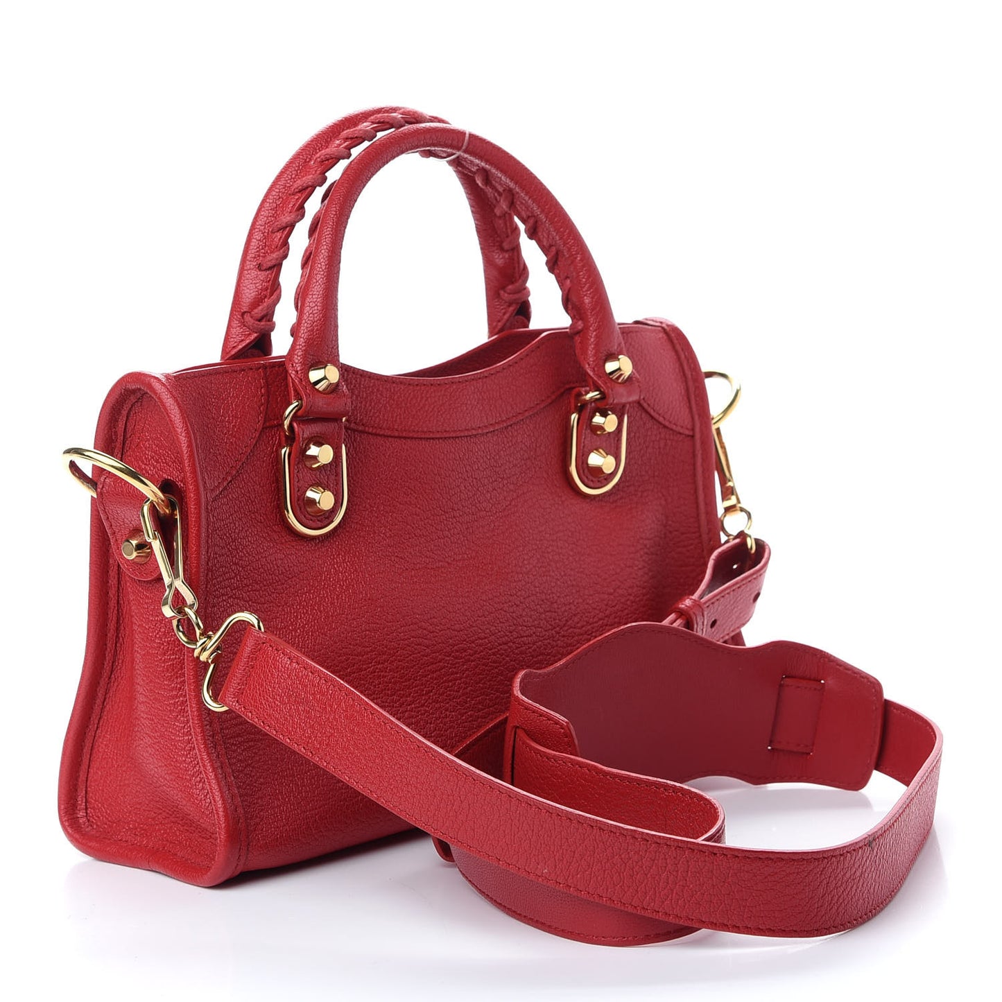 Chevre Gold Metallic Edge Hardware Mini City Rouge Grenade