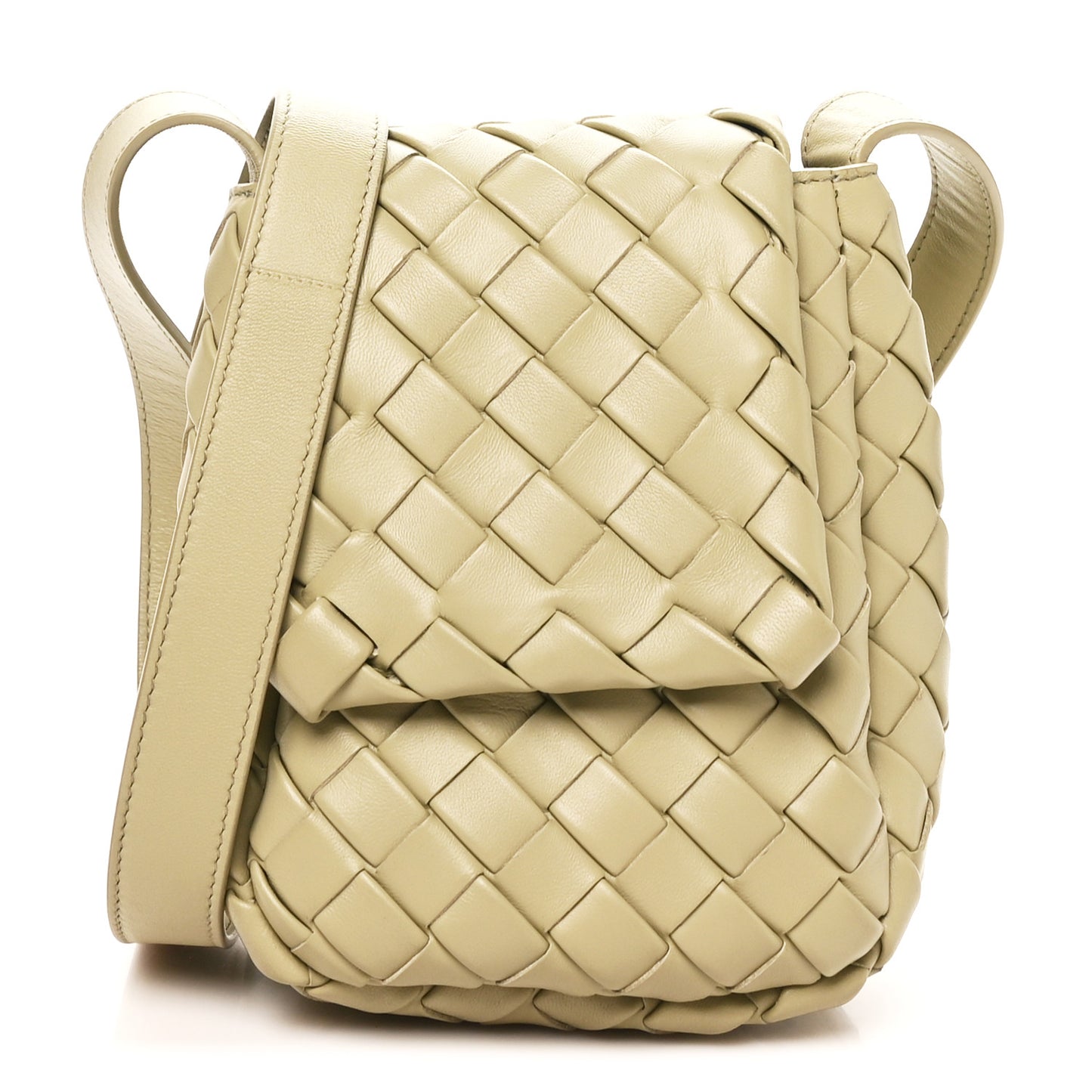 Nappa Intrecciato Mini Vertical Cobble Shoulder Bag Travertine