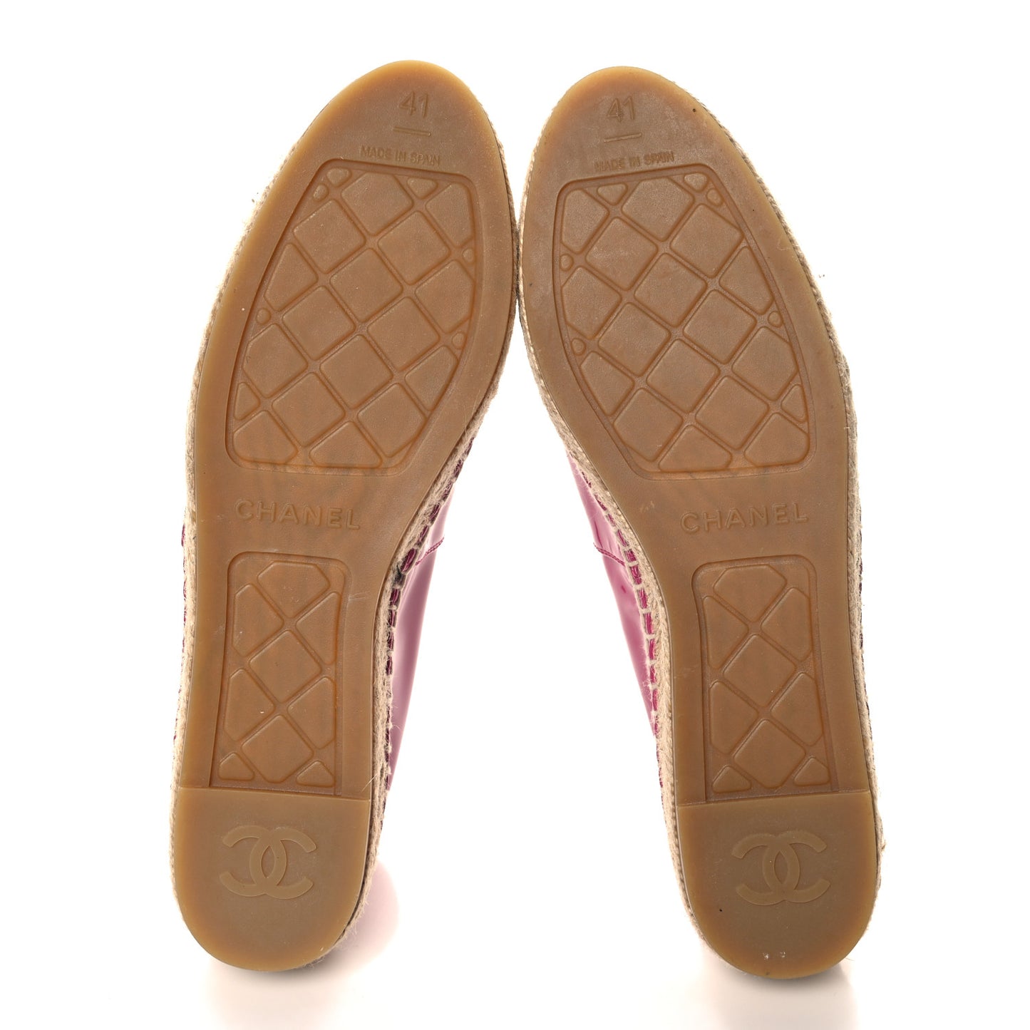 Patent Calfskin CC Espadrilles 41 Fuchsia Black
