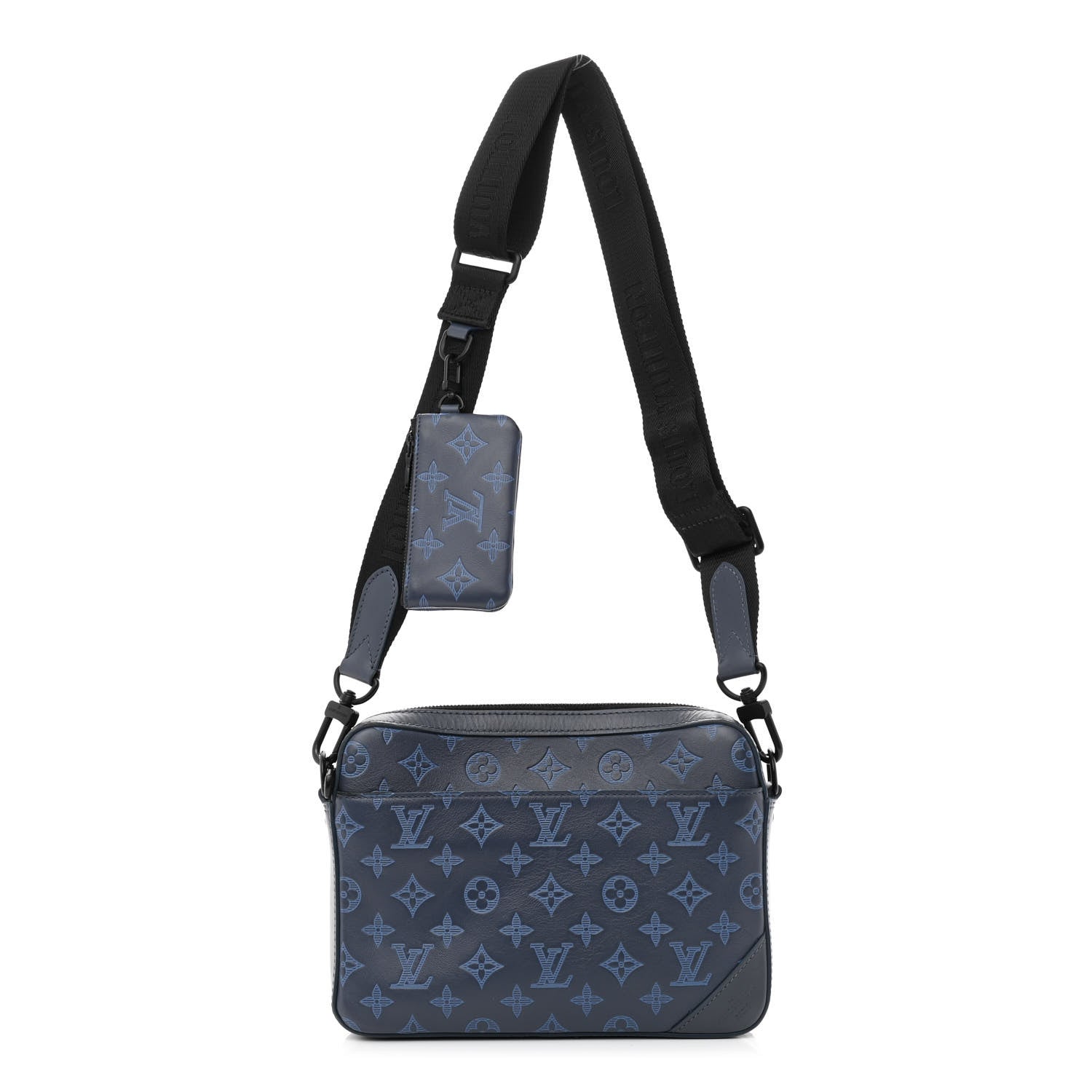 Louis Vuitton Calfskin Monogram Shadow Duo Messenger Navy Blue 1 of 10