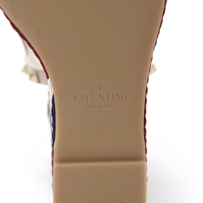 Valentino Garavani Patent Calfskin Rockstud Torchon Espadrille 25/115mm Wedge Sandals 39 Light Ivory 8 of 10