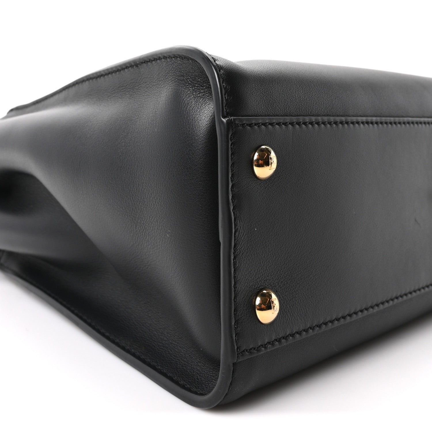 Fendi Calfskin Velvet Fun Fair Medium Peekaboo Iconic Satchel Black Tobacco Multicolor 8 of 9