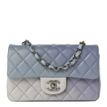 Chanel Perforated Lambskin Quilted Mini Rectangular Flap Light Blue Light Purple White 1 of 13