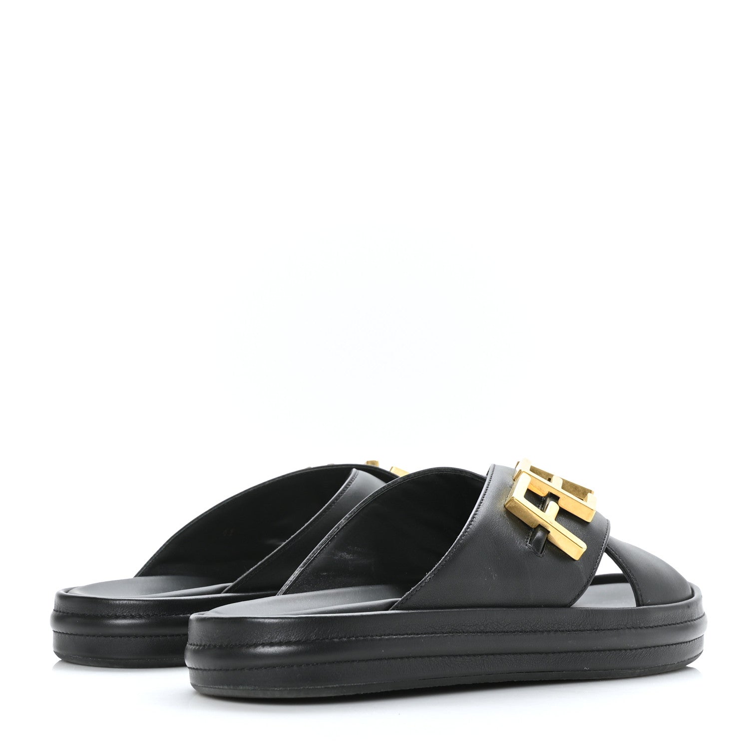 Fendi Vitello Womens Fendigraphy Slide Sandals 41 Black 4 of 7