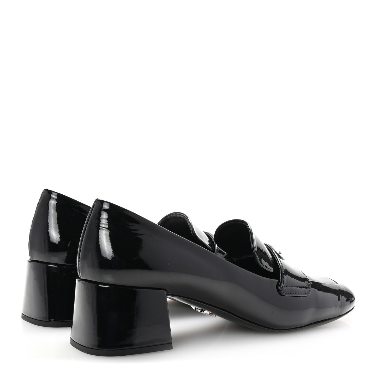 Vernice Metal Triangle Logo 45mm Loafer Pumps 38 Black
