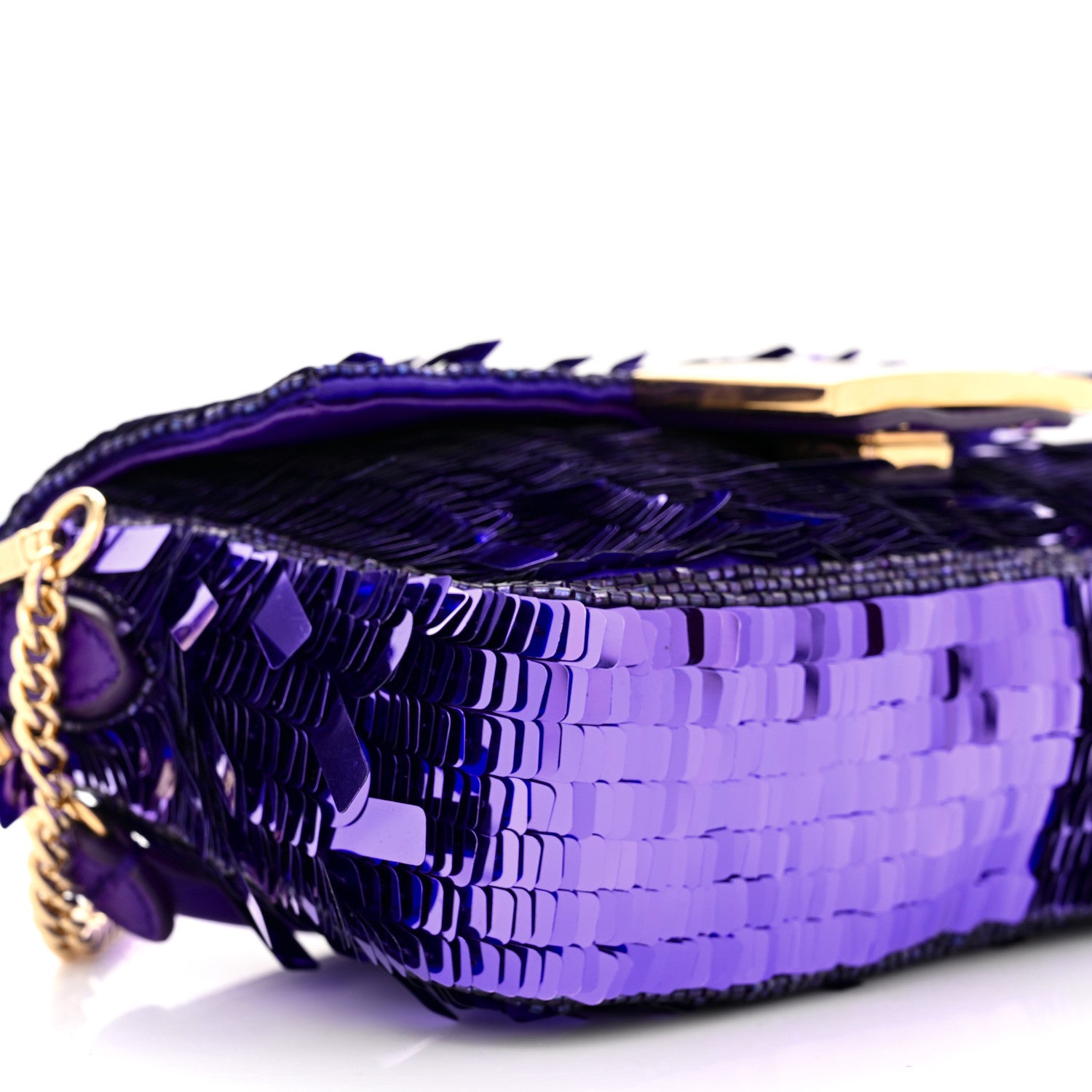 Fendi Sequin Paillettes Shiny Nappa Sex and the City Mini Baguette Viola Purple Rain 9 of 10