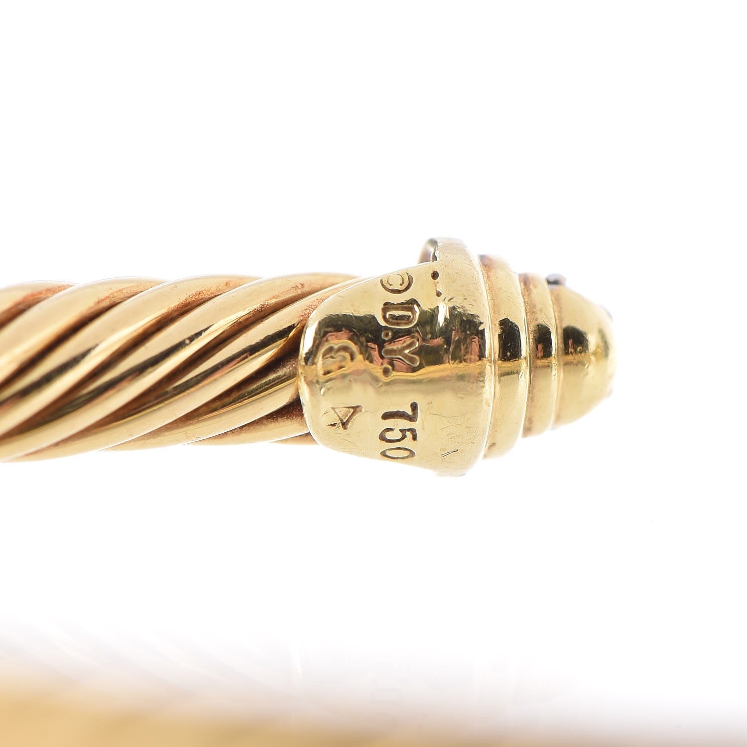 David Yurman 18K Yellow Gold Diamond 4mm Kids Cable Bracelet 4 of 5