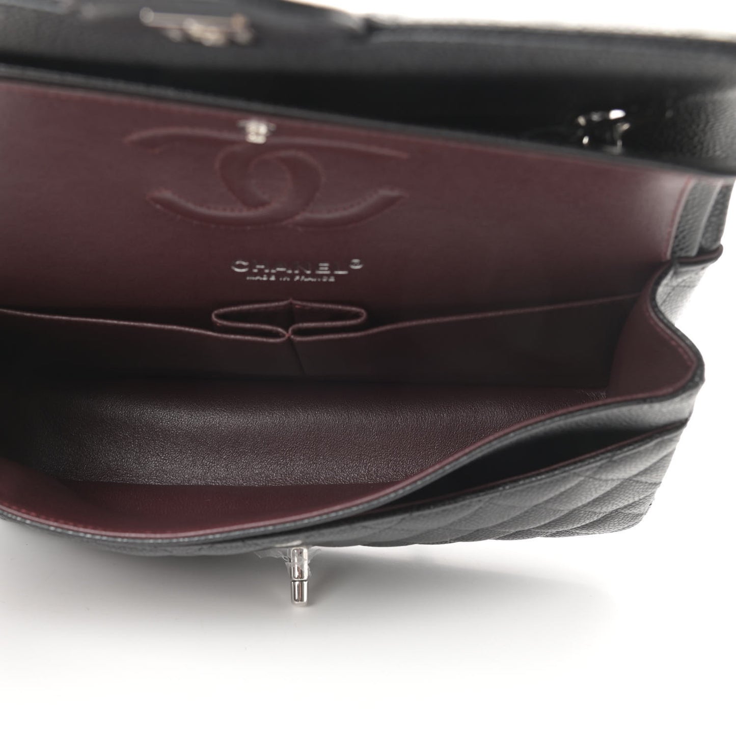 Caviar Quilted Medium Double Flap Black