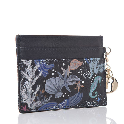 Christian Dior Calfskin Printed Nature Ballet Lady Dior Card Holder Blue 3 of 8