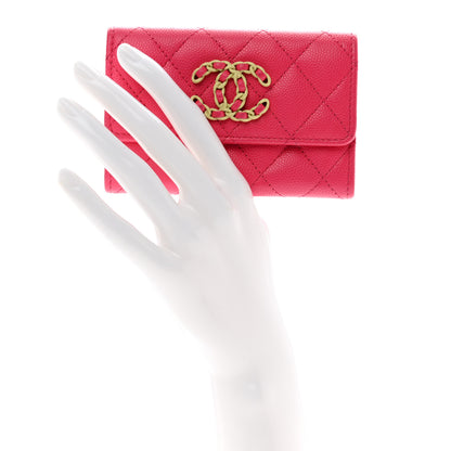 Chanel Caviar Quilted Chanel 19 Flap Card Holder Wallet Dark Pink 2 of 8