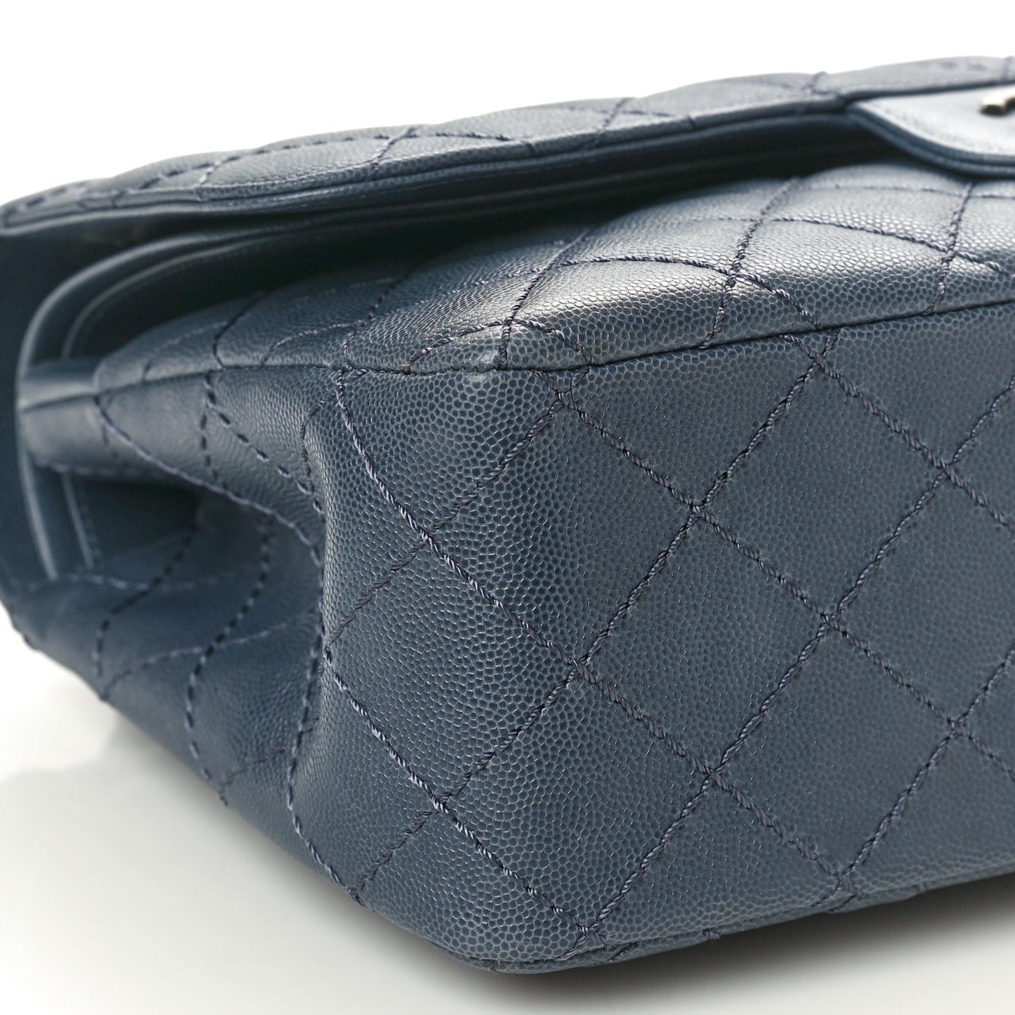 Caviar Quilted Jumbo Double Flap Grey