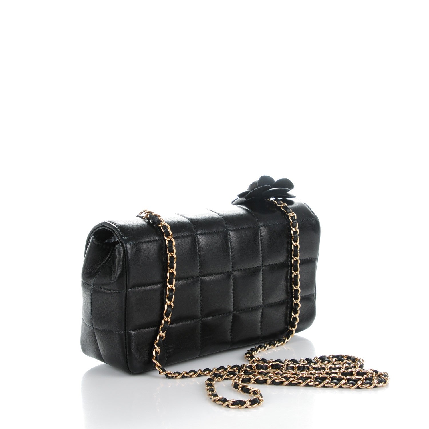 Chanel Lambskin Quilted Mini Chocolate Bar Camellia Flap Black 3 of 7