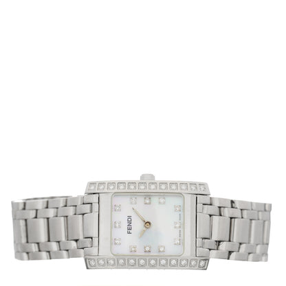 Fendi Stainless Steel Diamond Bezel Mother of Pearl 22mm Quartz Watch 2 of 4