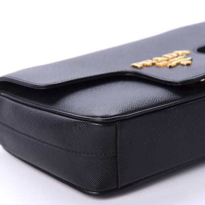 Prada Saffiano Flap Shoulder Bag Black 6 of 11