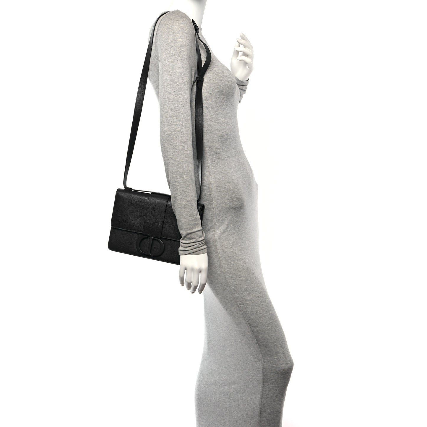 Ultra Matte Grained Calfskin 30 Montaigne Flap Bag Navy