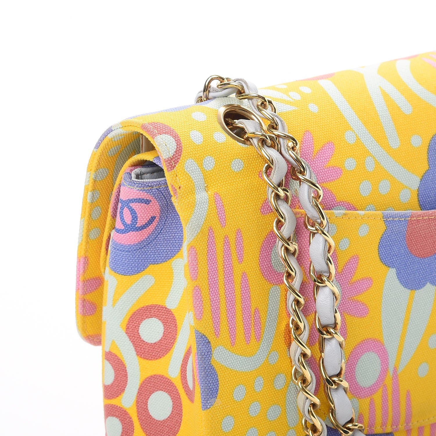 Chanel Canvas Printed Medium Double Flap Multicolor 10 of 15