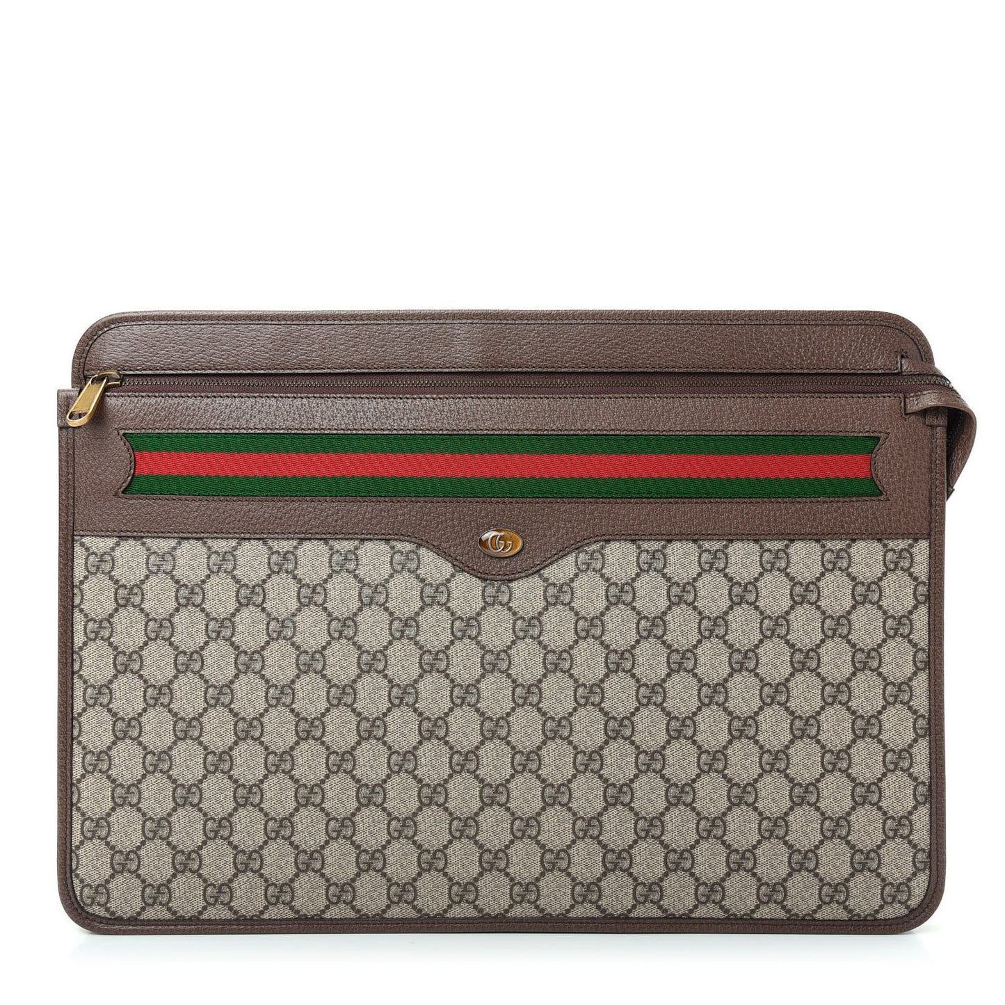 GG Supreme Monogram Textured Calfskin Web Ophidia Documents Holder Beige Ebony New Acero