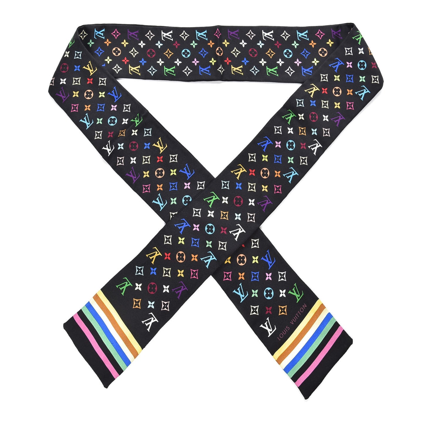 Silk Monogram Multicolor Bandeau Black