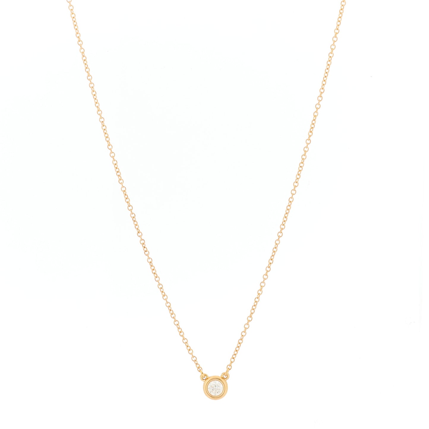 18K Rose Gold Diamond .14ct Elsa Peretti Diamonds by the Yard Pendant Necklace