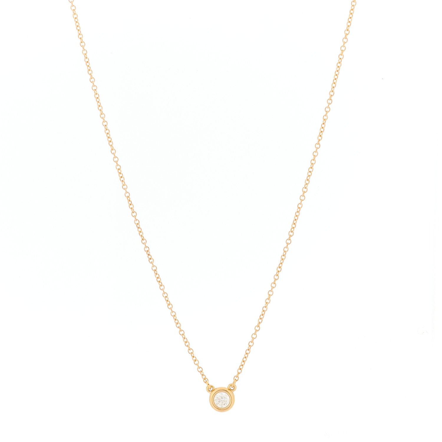 Tiffany 18K Rose Gold Diamond .14ct Elsa Peretti Diamonds by the Yard Pendant Necklace 1 of 5